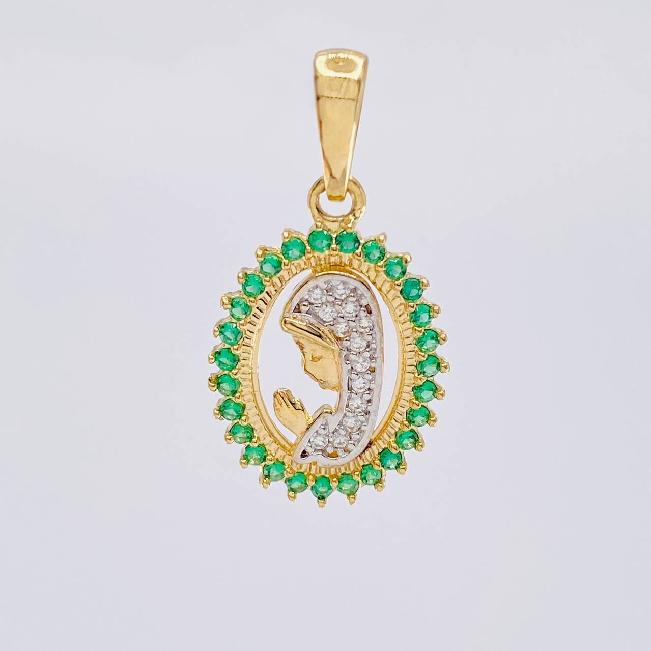 Dije Virgen maria 1.9g / 3/4 in Dos Oros Amarillo Blanco 18K