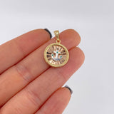 Dije Circulo ancla diamanatado 2.8g / 1 in Tres Oros 18K