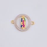 Herraje Circulo virgen de guadalupe 1.35g / 3/4 in Dos Oros Amarillo Blanco 18K