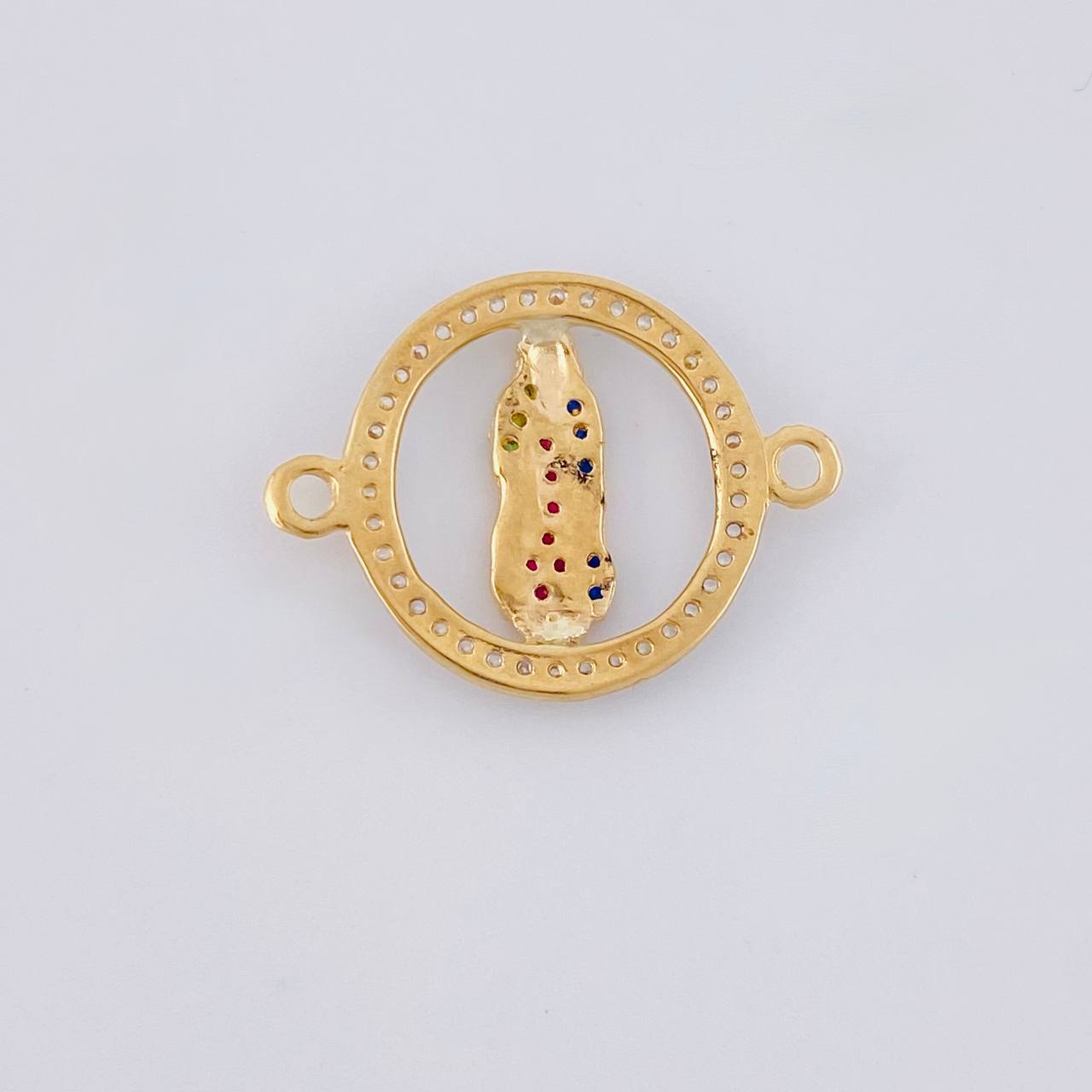 Herraje Circulo virgen de guadalupe 1.35g / 3/4 in Dos Oros Amarillo Blanco 18K