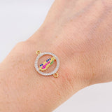 Herraje Circulo virgen de guadalupe 1.35g / 3/4 in Dos Oros Amarillo Blanco 18K