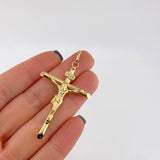 Dije Cruz Cristo Puntas Planas 2.55 g / 2 1/4 in Oro Amarillo 18K