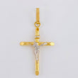 Dije Cruz Cristo Puntas Planas 1.2 g / 1 3/4 in Dos Oros Amarillo Blanco 18K