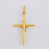 Dije Cruz Cristo Puntas Planas 1.2 g / 1 3/4 in Dos Oros Amarillo Blanco 18K