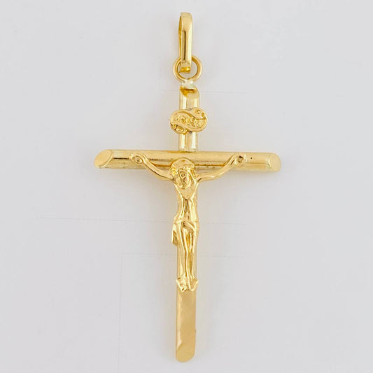 Dije Cruz Cristo Puntas Planas 1.5 g / 1 3/4 in Oro Amarillo 18K