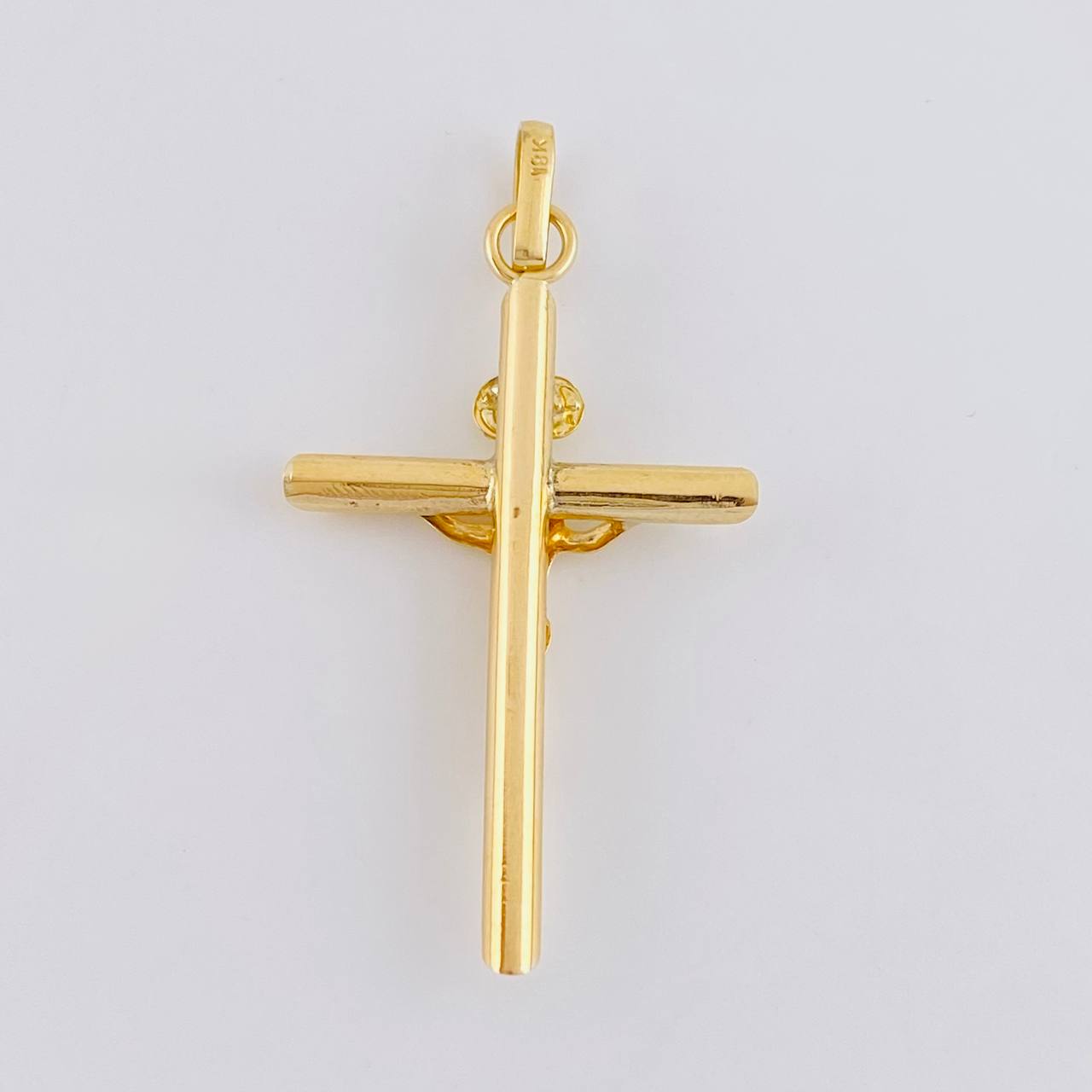 Dije Cruz Cristo Puntas Planas 1.3 g / 1 1/2 in Oro Amarillo 18K