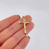 Dije Cruz Cristo Puntas Planas 1.3 g / 1 1/2 in Oro Amarillo 18K