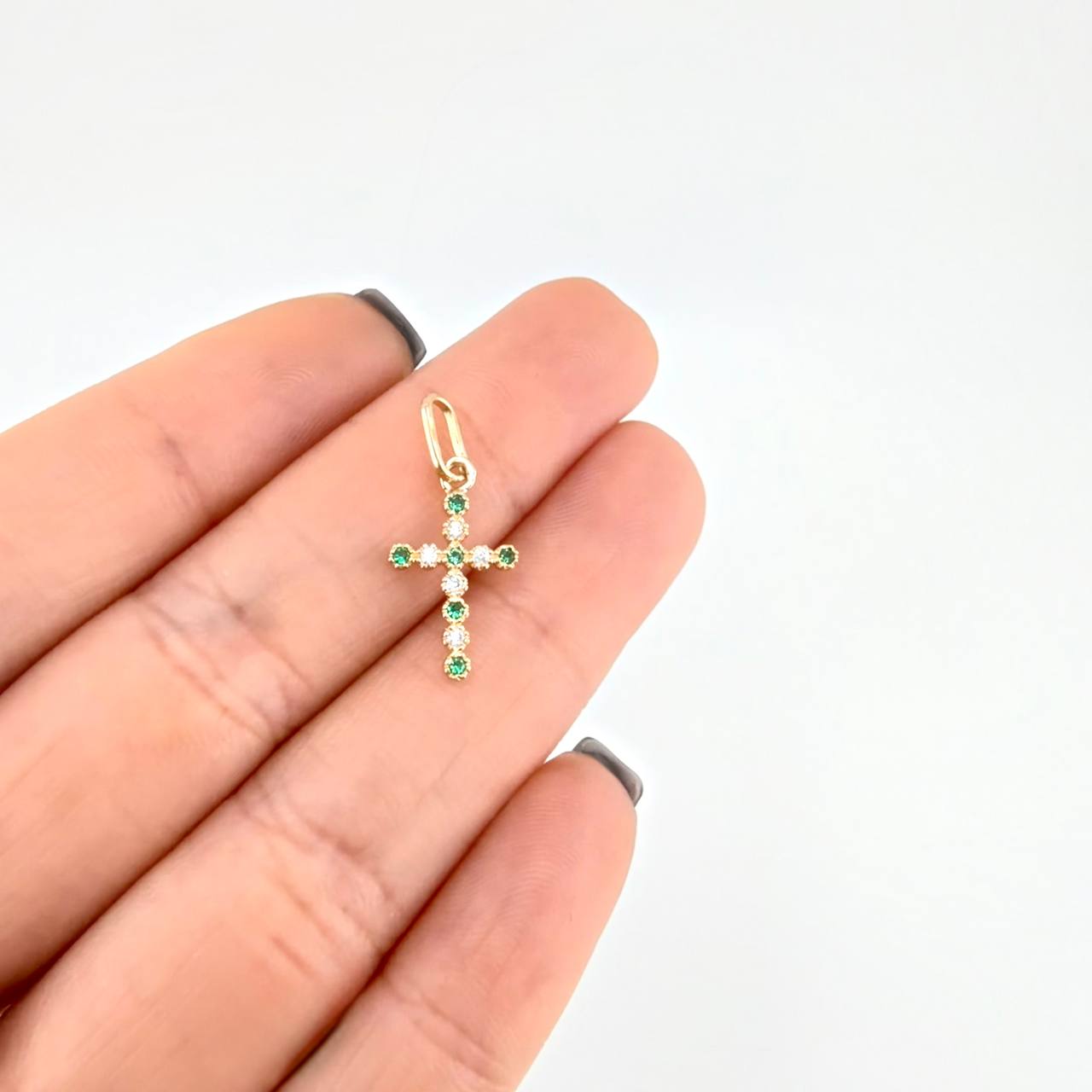 Dije Cruz Burbuja Tupida 0.65g / 3/4 in Oro Amarillo 18K