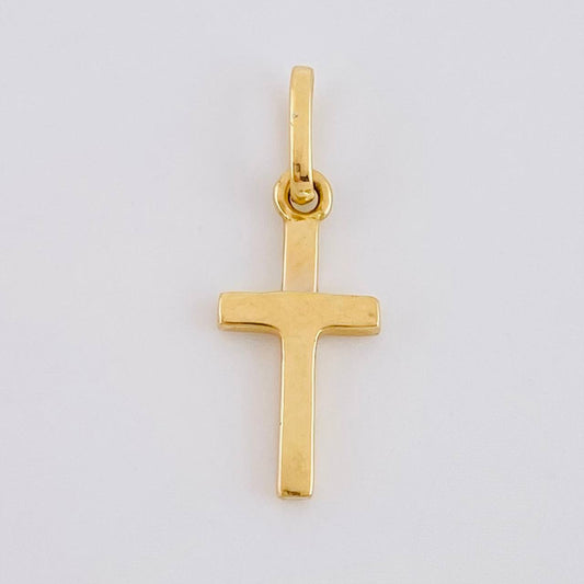 Dije Cruz Lisa 0.8g / 3/4 in Oro Amarillo 18K
