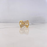 Ribbon Ring 3.85gr / T6 1/4 / White Zircons 18K Yellow Gold #