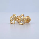 Stud Earrings Double Heart Silhouette 0.85gr / 18K Gold $
