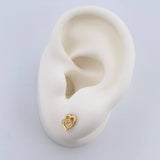 Stud Earrings Double Heart Silhouette 0.85gr / 18K Gold $