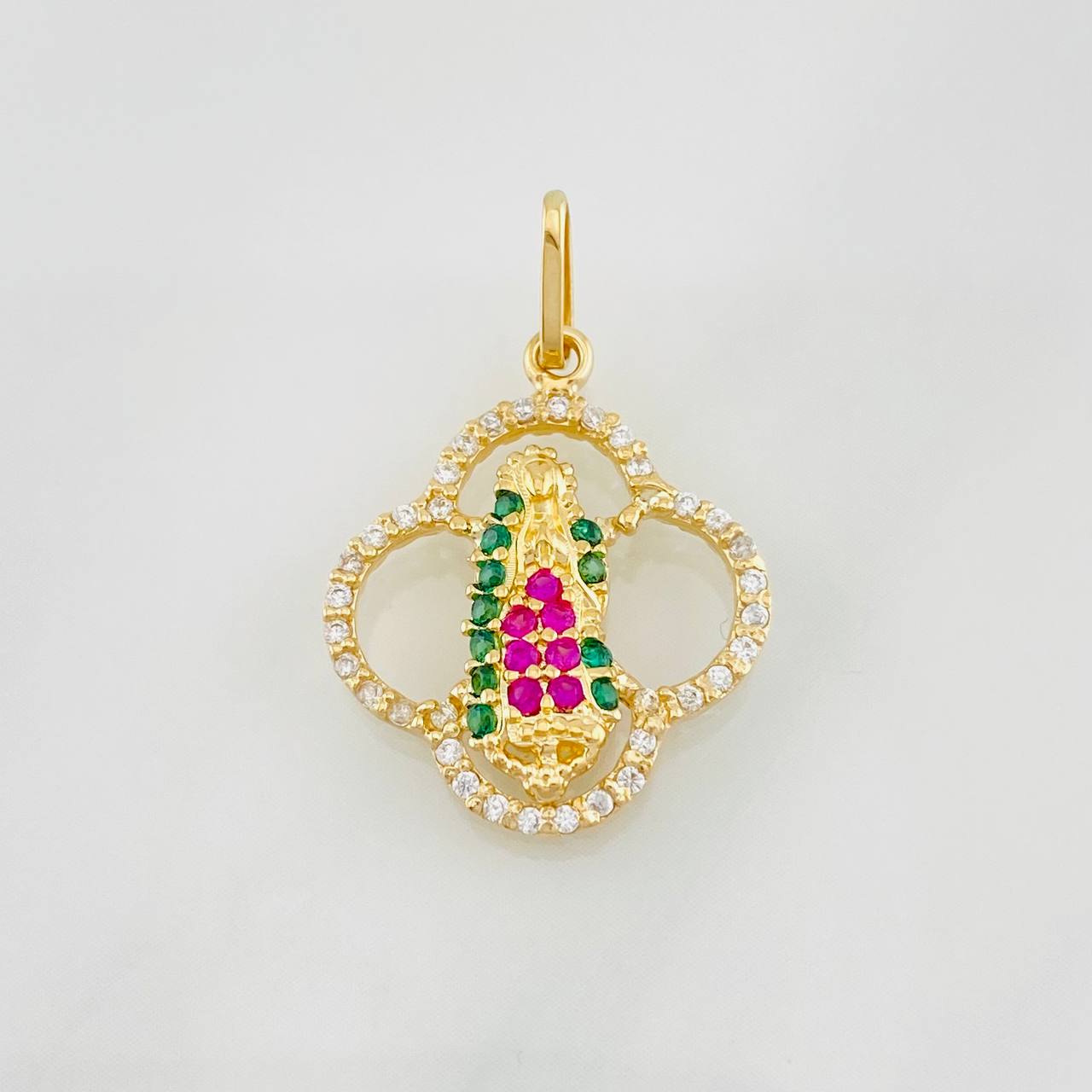 Dije Virgen Guadalupe Flor 2g / 1 in Oro Amarillo 18K