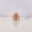 Virgin Guadalupe Ring 7gr / Size 6 3/4 / Fuchsia Green White Zircons 18K Rose Gold &