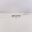 Ring Solitaire 1.15gr / T5 1/4 / Hearts Blue Fuchsia White Zircons 18K Yellow Gold &