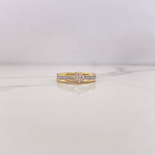 Anillo Doble Linea 2.1gr / T7 / Circones Blancos Dos Oros Amarillo Blanco 18K &