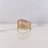 Ring Band 5.8gr / Size 7 1/2 / White Zircons Two 18K Yellow and White Golds &