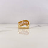 Ring Band 5.8gr / Size 7 1/2 / White Zircons Two 18K Yellow and White Golds &