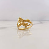 Ribbon Ring 3.95gr / Size 6 / White Zircons 18K Yellow Gold $