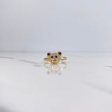 Bear Ring 1.95gr / Size 6 / Black and White Zircons 18K Yellow Gold &