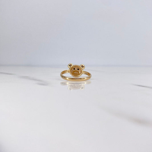 Bear Ring 1.95gr / Size 6 / Black and White Zircons 18K Yellow Gold &
