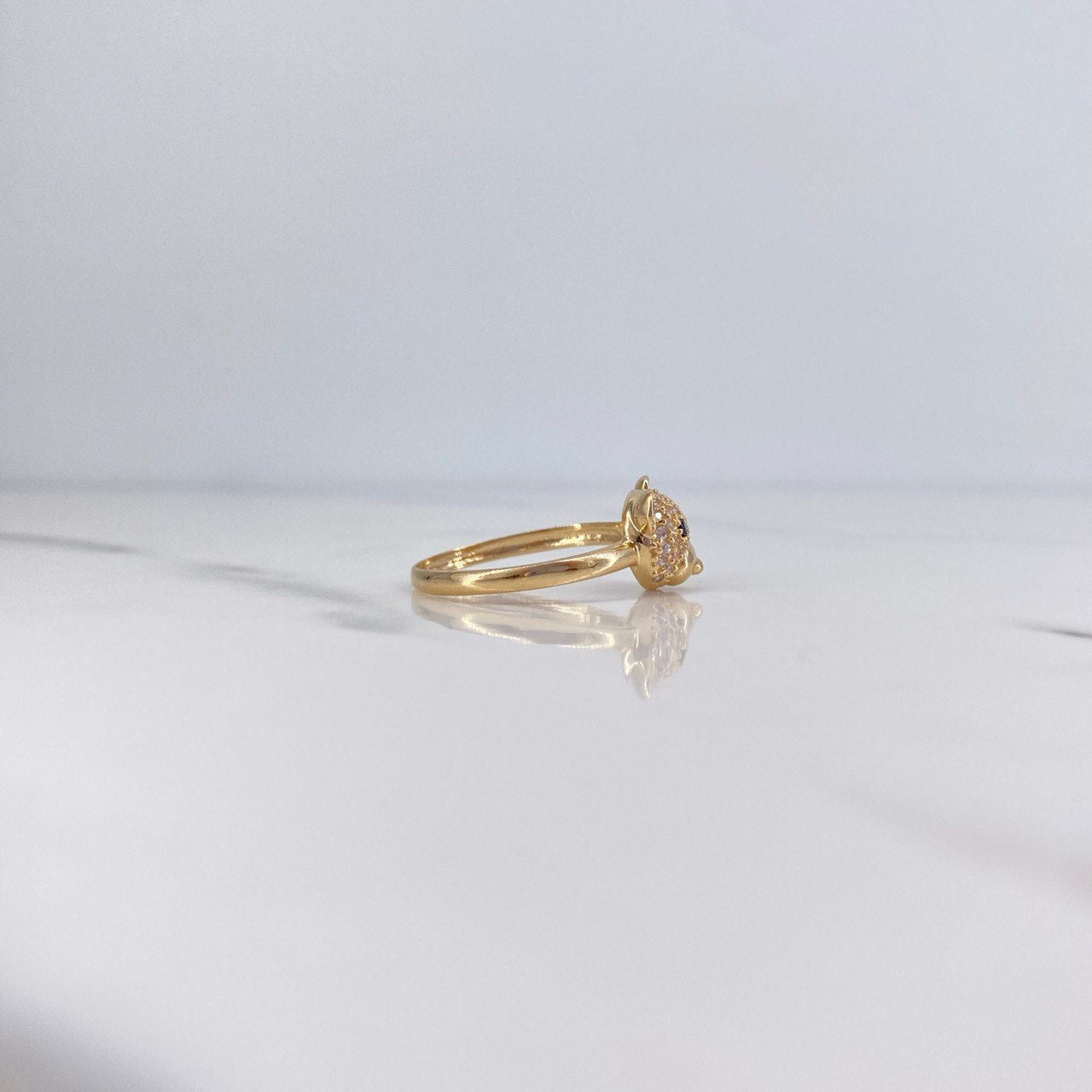 Bear Ring 1.95gr / Size 6 / Black and White Zircons 18K Yellow Gold &