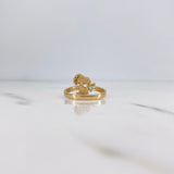 Dog Heart Ring 2.85gr / Size 7 1/4 / Blue Black White Zircons 18K Yellow Gold &