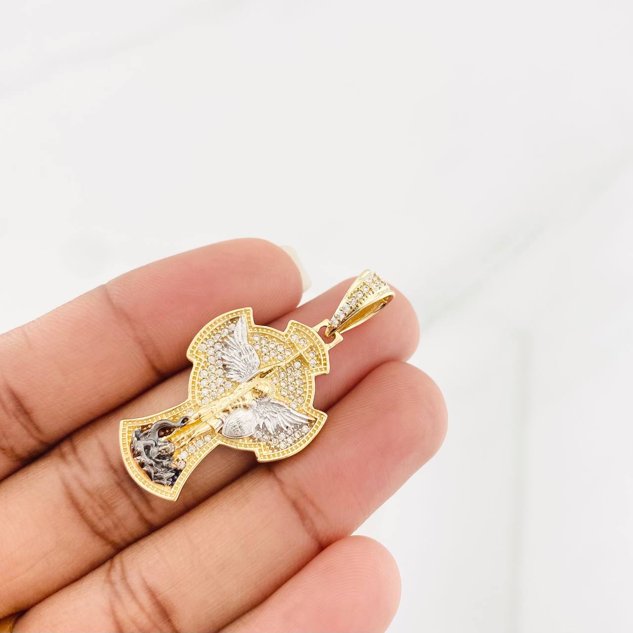 Pendant Cross San Miguel 7.2g / 1 1/2 in Three Golds 18K