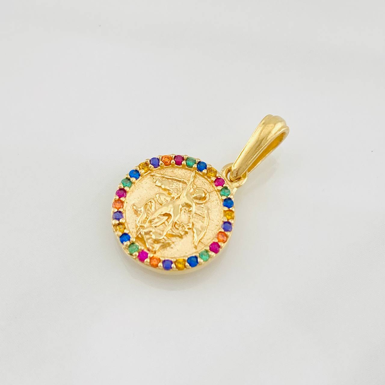Dije Medalla San Miguel 1.55g / 3/4 in Oro Amarillo 18K