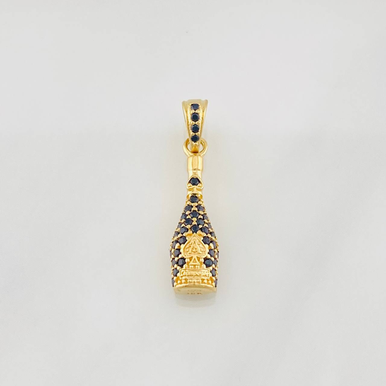 Dije Botella de Champagne 1.5g / 3/4 in Oro Amarillo 18K