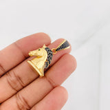 Dije Caballo 7.65g / 1 1/4 in Dos Oros Negro Amarillo 18K