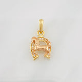 Pendant Horseshoe Horse 1.8g / 3/4 in Two-Tone Yellow Rose 18K