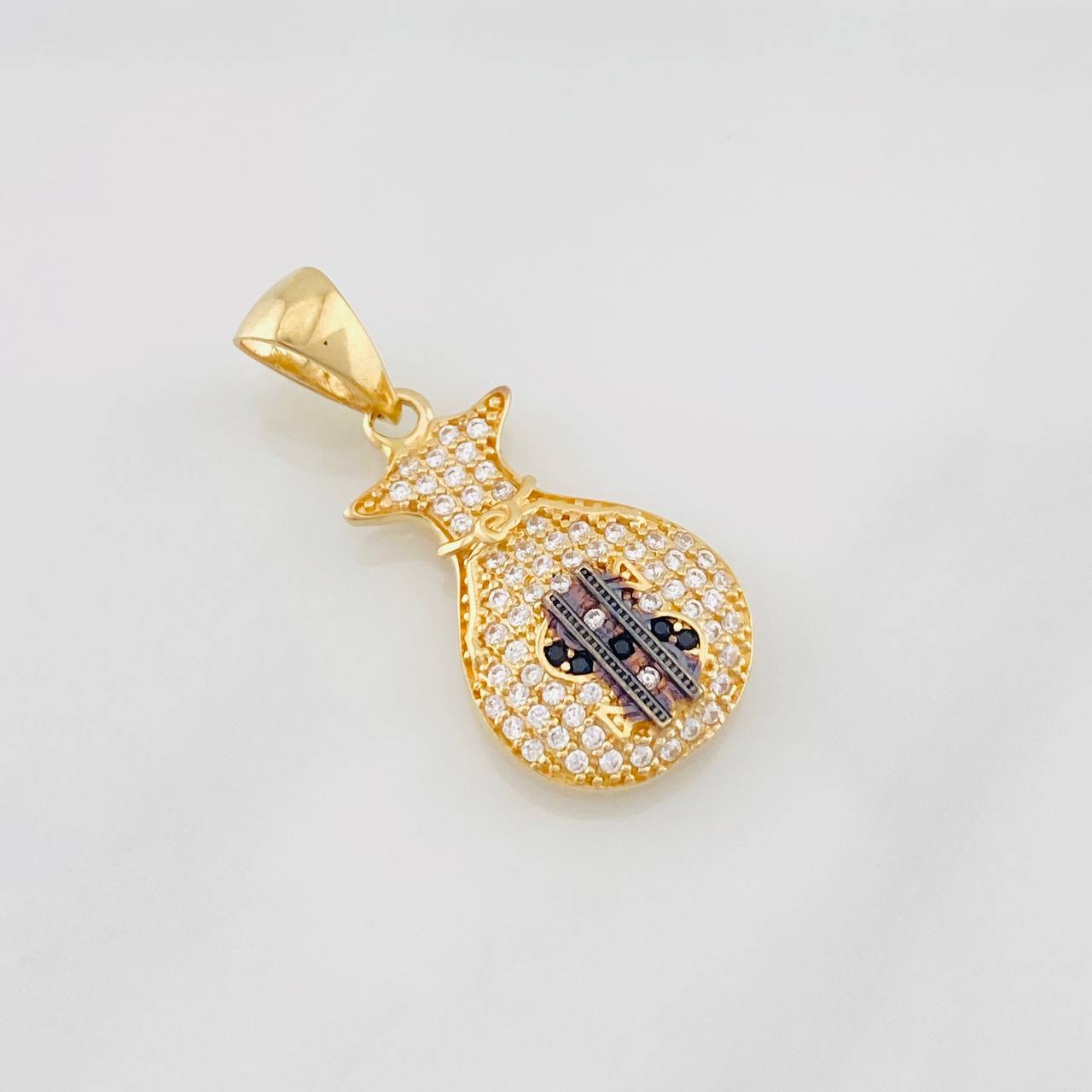 Dije Bolsa de Dinero 2.3g / 1 in Dos Oros Negro Amarillo 18K