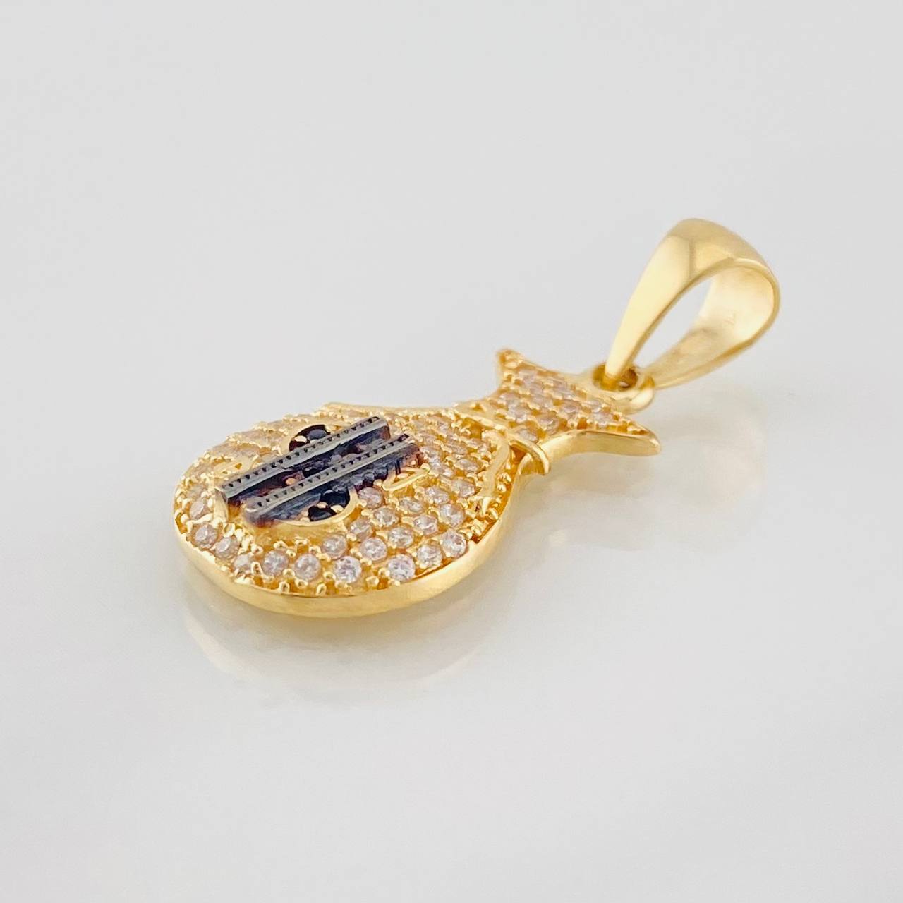 Dije Bolsa de Dinero 2.3g / 1 in Dos Oros Negro Amarillo 18K