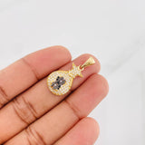 Dije Bolsa de Dinero 2.3g / 1 in Dos Oros Negro Amarillo 18K