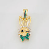 Dije Conejo 2.45g / 1 in Dos Oros Negro Amarillo 18K