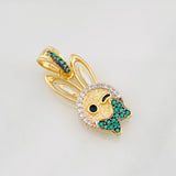 Dije Conejo 2.45g / 1 in Dos Oros Negro Amarillo 18K