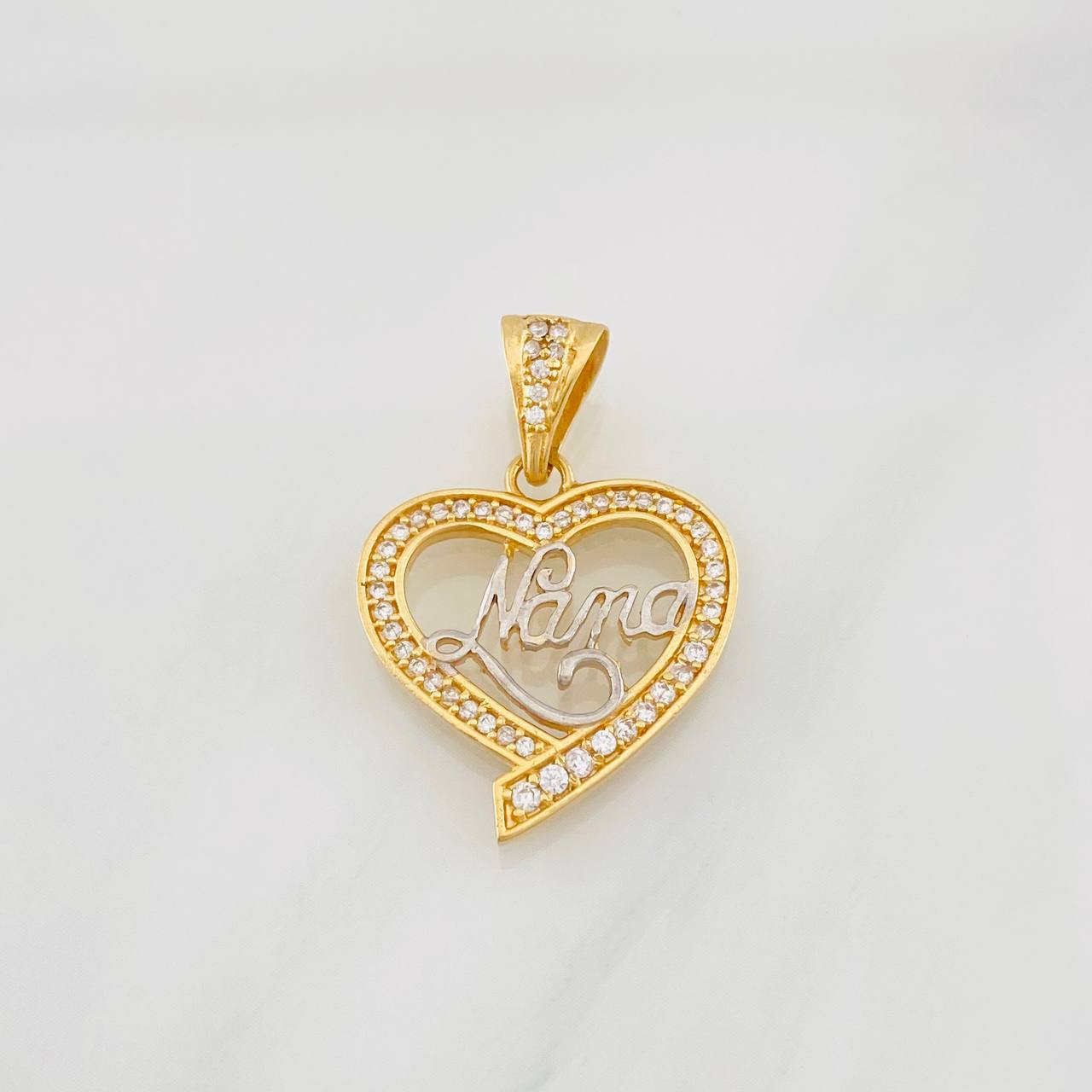 Dije Corazon Nana 3.25g / 1 in Dos Oros Amarillo Blanco 18K
