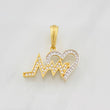 Dije Linea de Vida Corazon 3g / 3/4 in Dos Oros Amarillo Blanco 18K