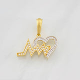 Dije Linea de Vida Corazon 3g / 3/4 in Dos Oros Amarillo Blanco 18K