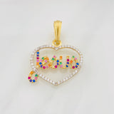 Dije Corazon Jesus 2.95g / 1 1/4 in Dos Oros Amarillo Blanco 18K