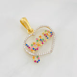 Dije Corazon Jesus 2.95g / 1 1/4 in Dos Oros Amarillo Blanco 18K