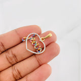 Dije Corazon Jesus 2.95g / 1 1/4 in Dos Oros Amarillo Blanco 18K