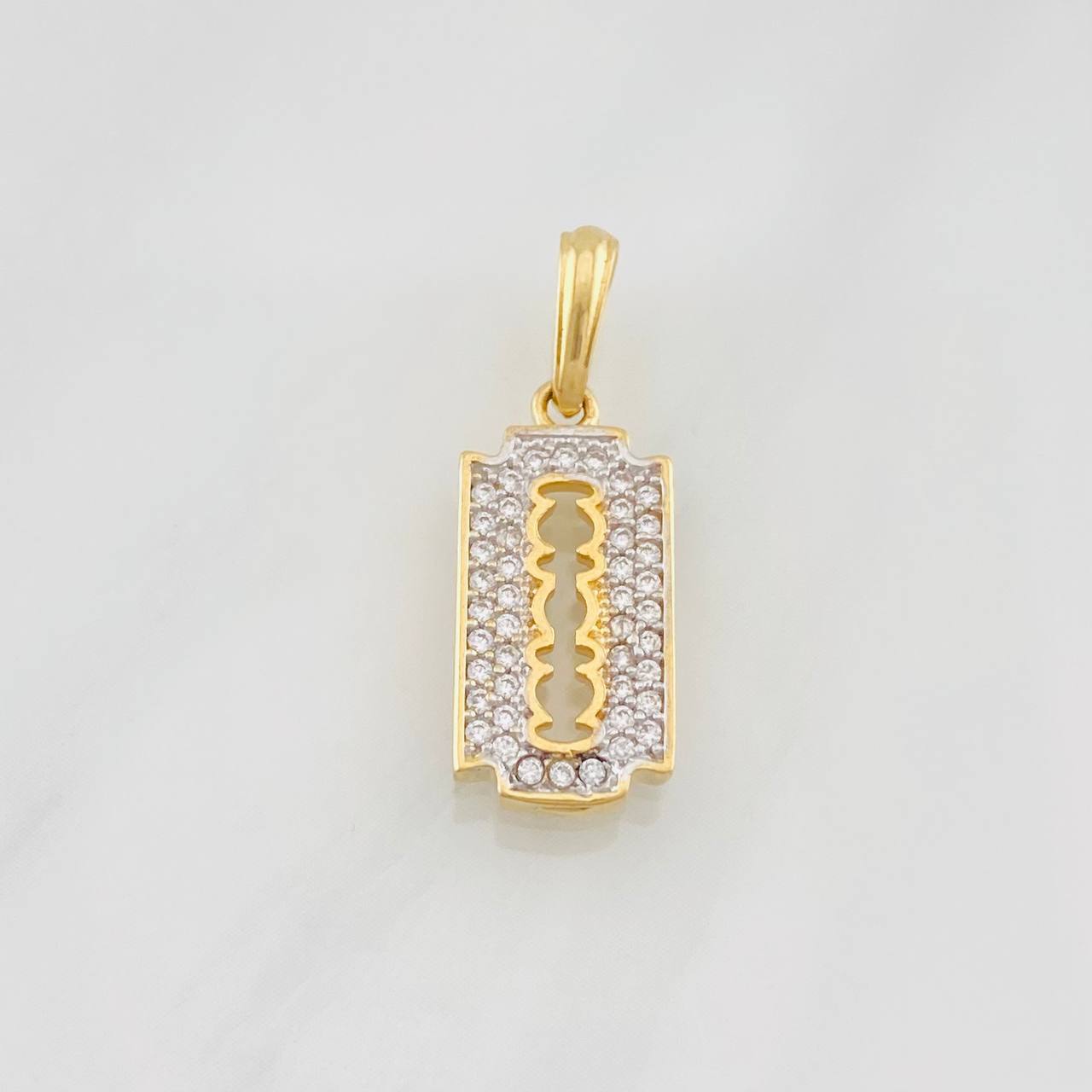 Dije Cuchilla 1.75g / 1 in Dos Oros Amarillo Blanco 18K