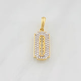 Dije Cuchilla 1.75g / 1 in Dos Oros Amarillo Blanco 18K