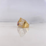Rustic Ring 6.1gr / Size 7 / Colored Zircons 18K Yellow Gold &