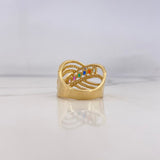 Rustic Ring 6.1gr / Size 7 / Colored Zircons 18K Yellow Gold &