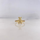 Bear Ring 2.25gr / Size 6 1/2 / Fuchsia-Green-Blue Zircons 18 Yellow Gold &