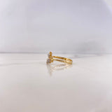 Ring Roses 2.45gr / Size 8 / White Zircons Two-tone Yellow and White Gold 18K #