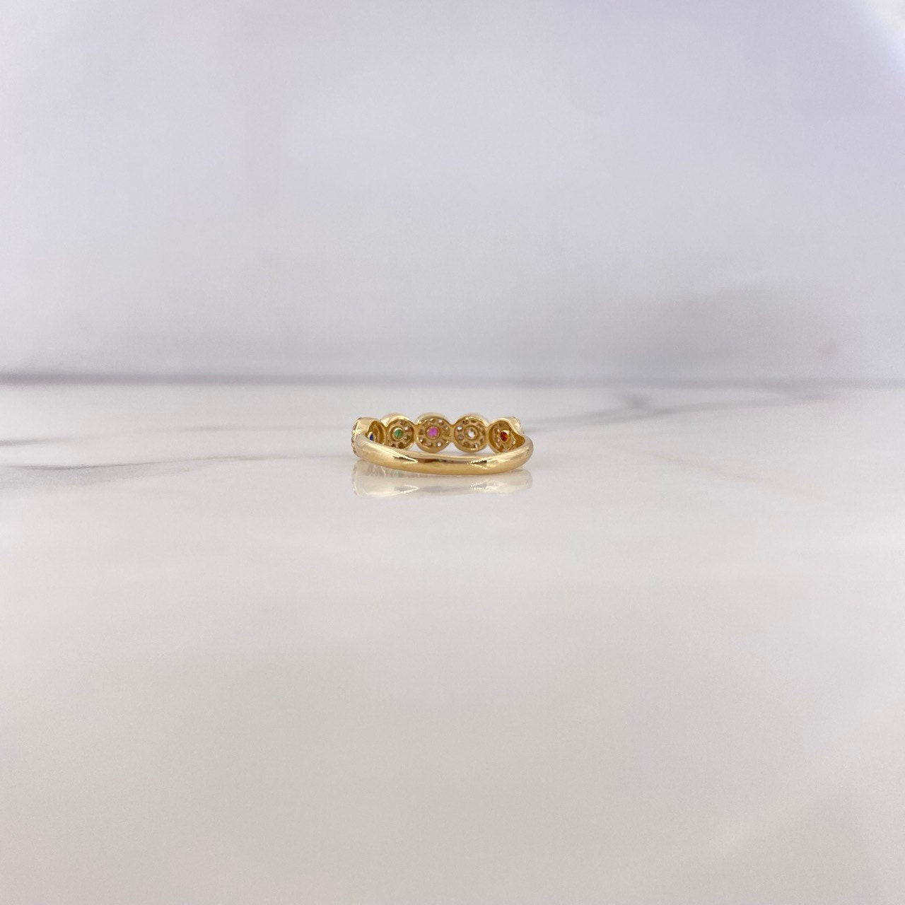 Thick Churumbela Ring 2.15gr / Size 6 1/4 / Colored Zircons 18K Yellow Gold &